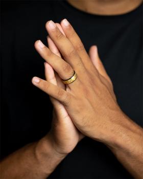 Preview: 8 mm Titanring mit schwarzem und goldenem Finish - Timor Black Gold